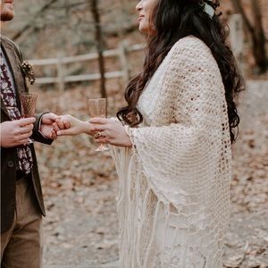 Vintage wool macrame shawl by Judy's